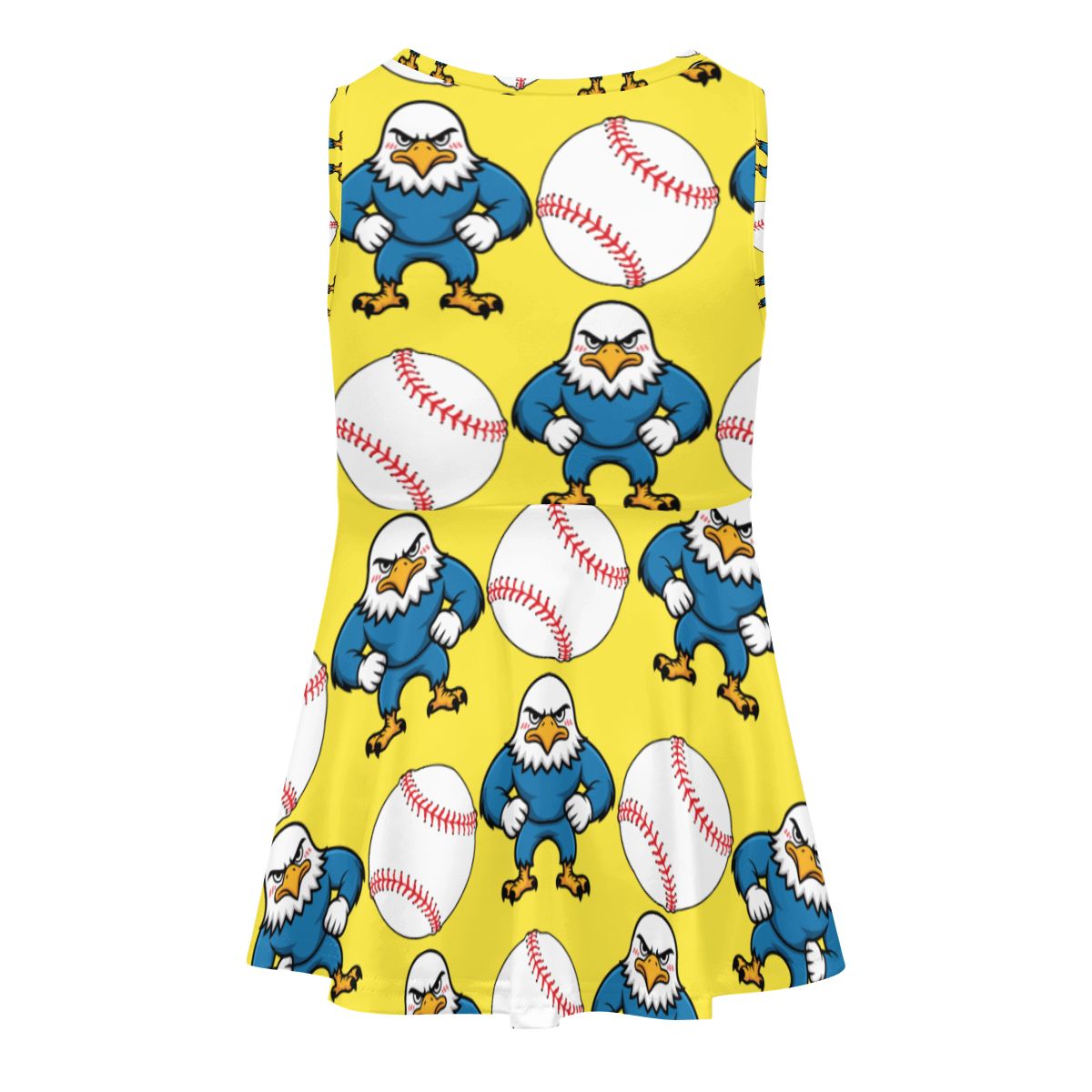 Girls Game Day Dress - Baseball Stars and Strikes Yellow