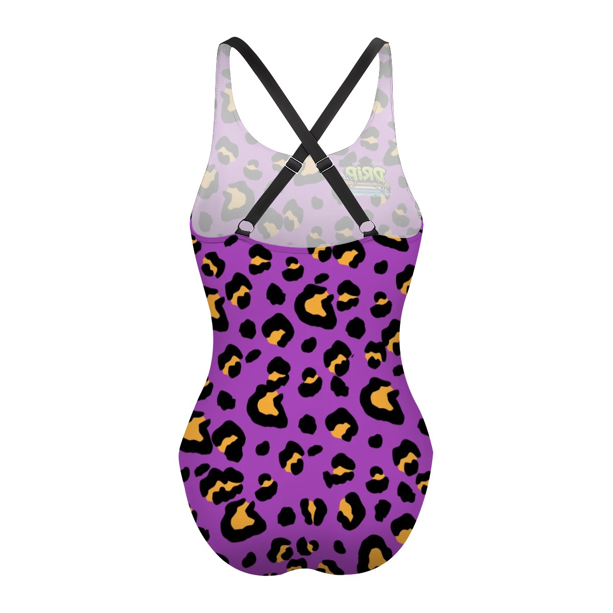 Cross-Back One Piece Swimsuit Women - Drip Bench Leopard Purple
