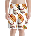 Youth Swim Shorts - Baseballs and Hot Dogs White