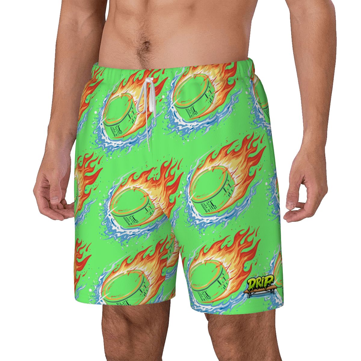 W2W Pro Mesh Hybrid Shorts - Flamin Hockey Pucks Hot Green