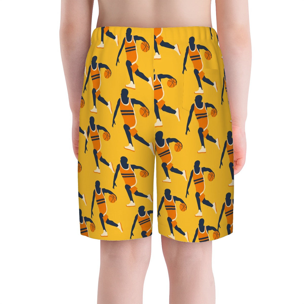 Youth Swim Shorts - Basketball Dribble Gold