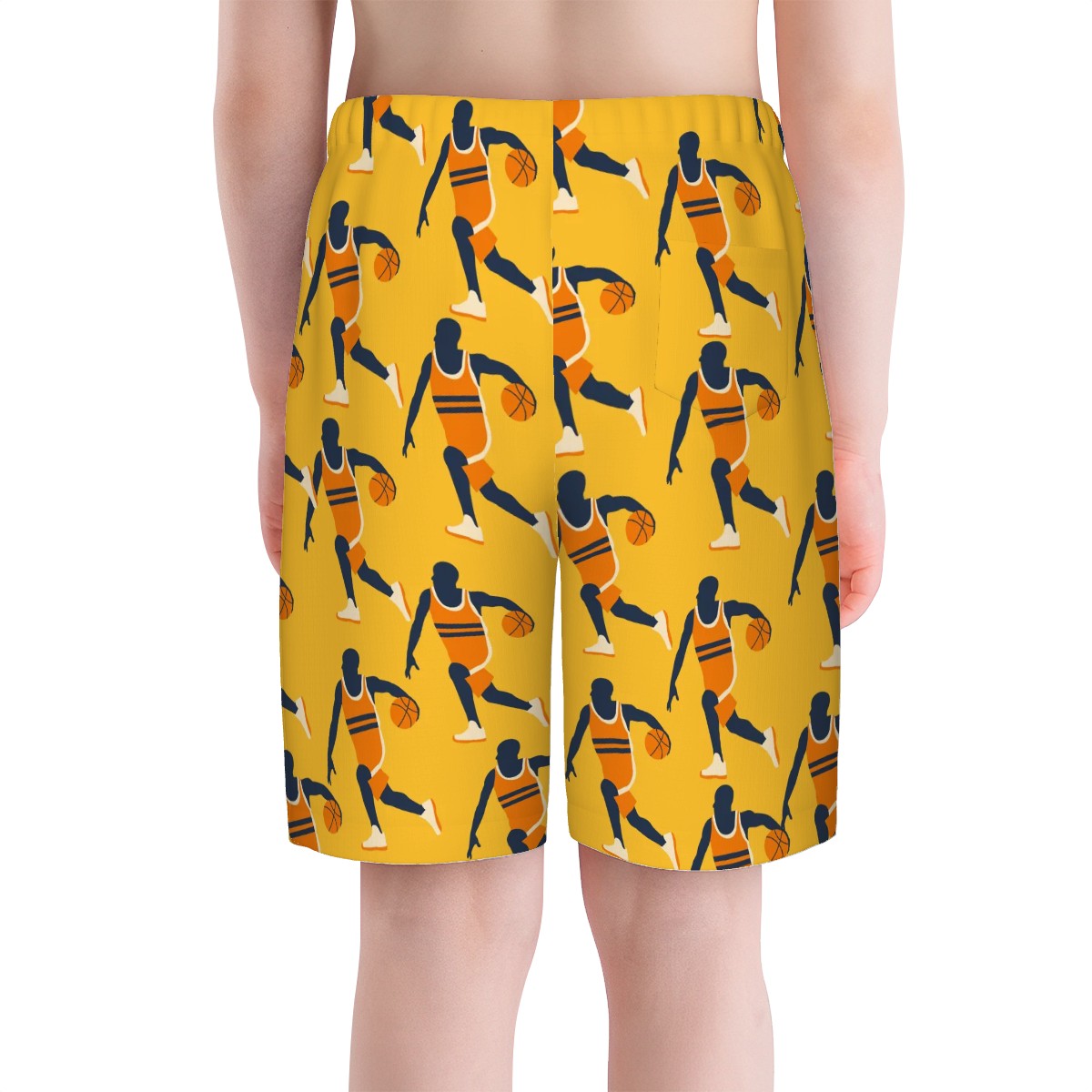 Youth Swim Shorts - Basketball Dribble Gold