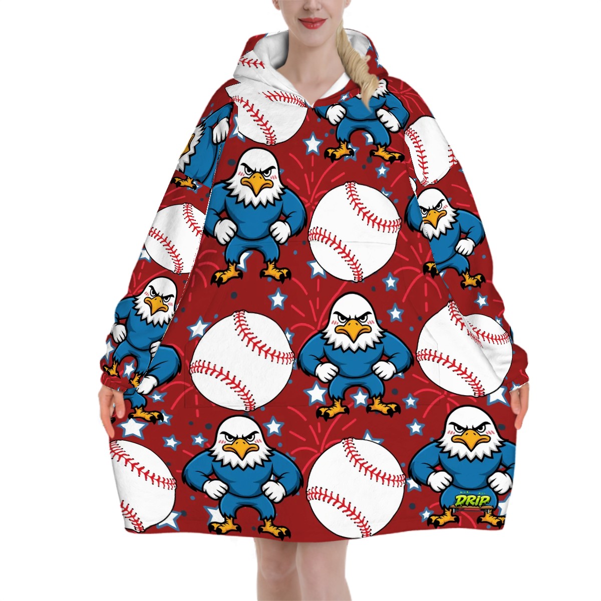 Adult Blanket Sweatshirt - Stars and Strikes Classic Red