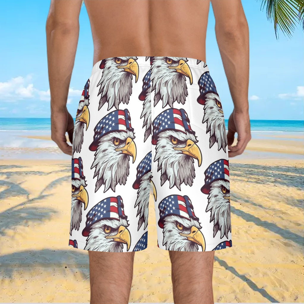 Men/Teen Swim Shorts - Eagles Fly White