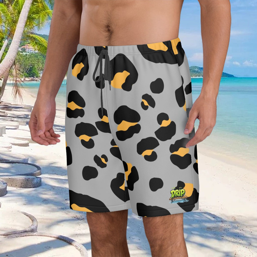 Men/Teen Swim Shorts - Drip Bench Leopard Grey