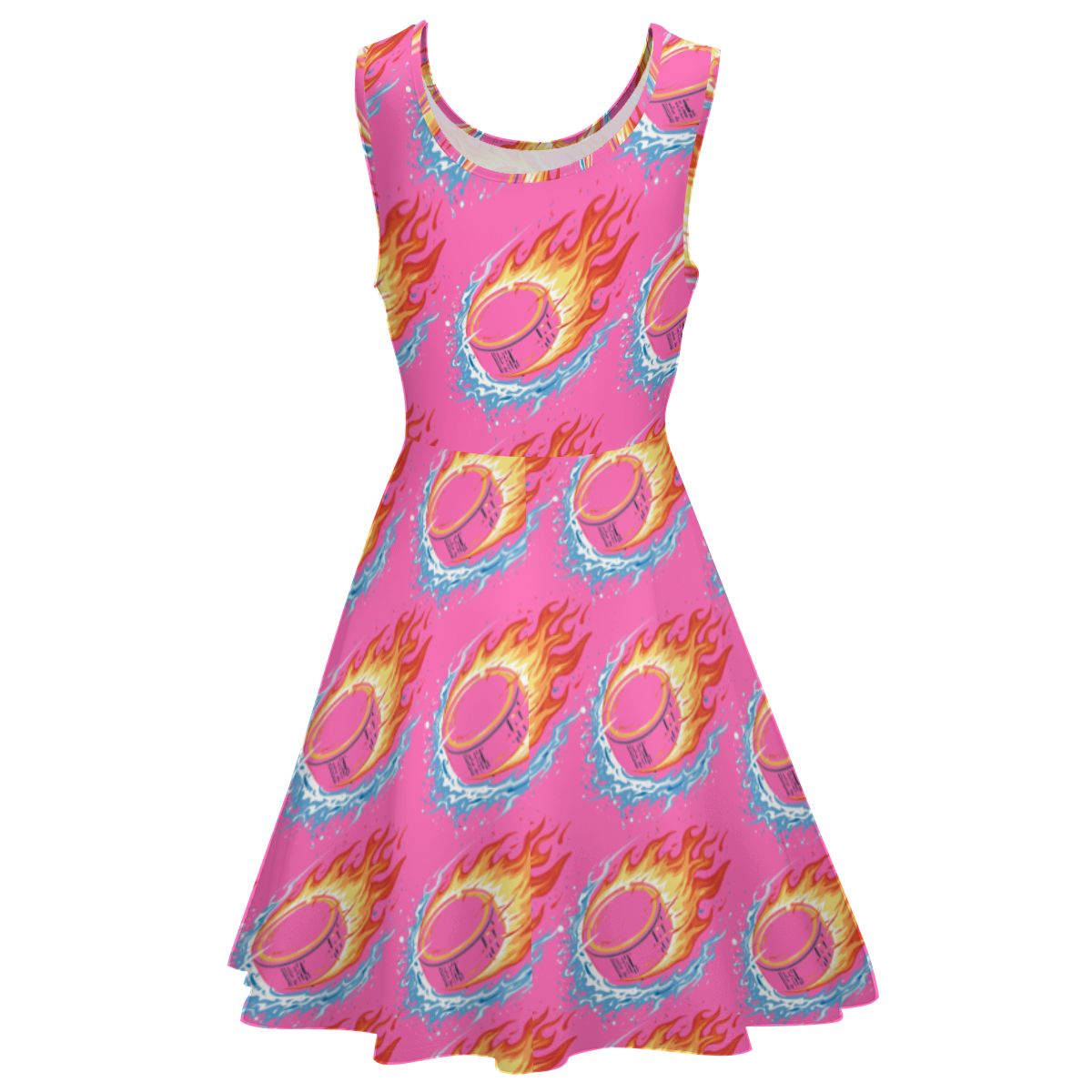 Women's Game Day Dress - Flamin Hockey Pucks Hot Pink