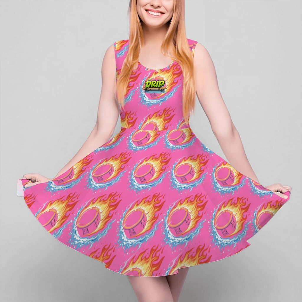 Women's Game Day Dress - Flamin Hockey Pucks Hot Pink