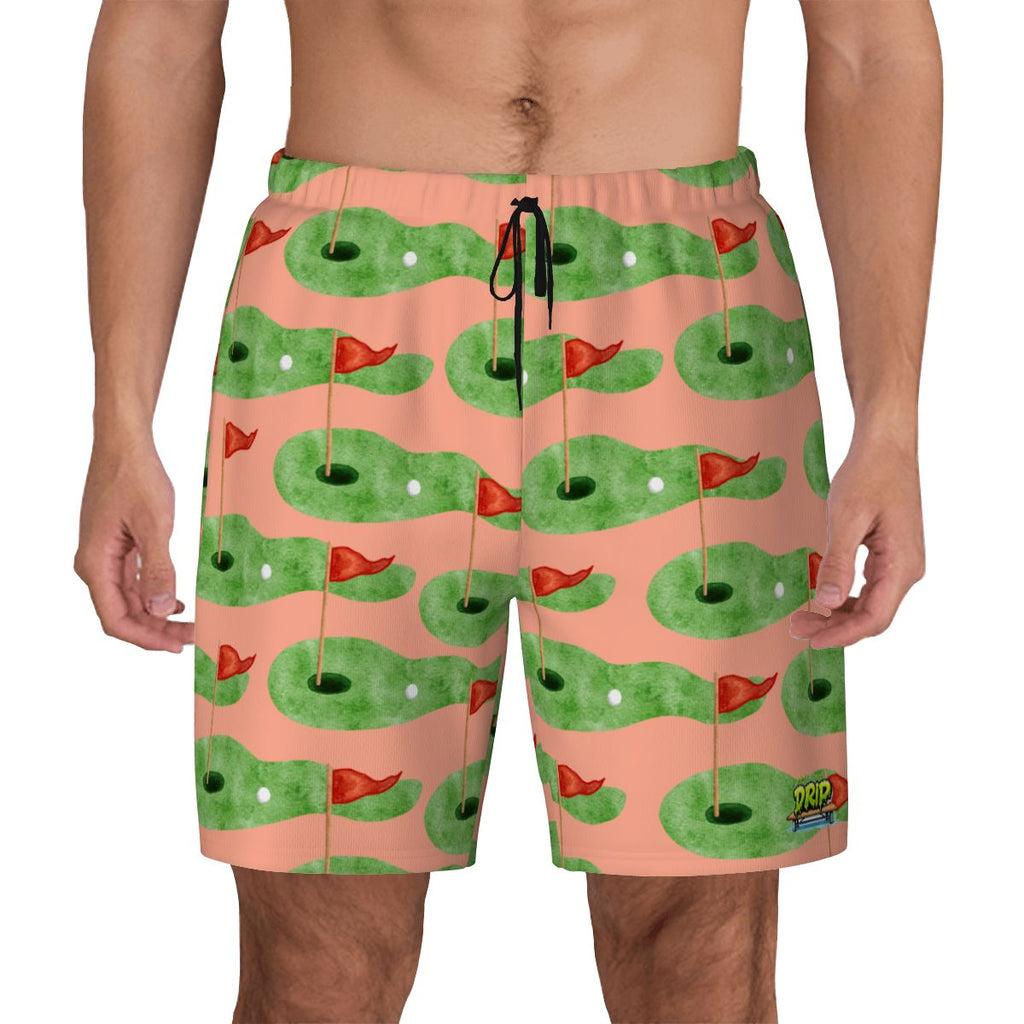 W2W Pro Mesh Hybrid Shorts - Green Hole Sketch Salmon