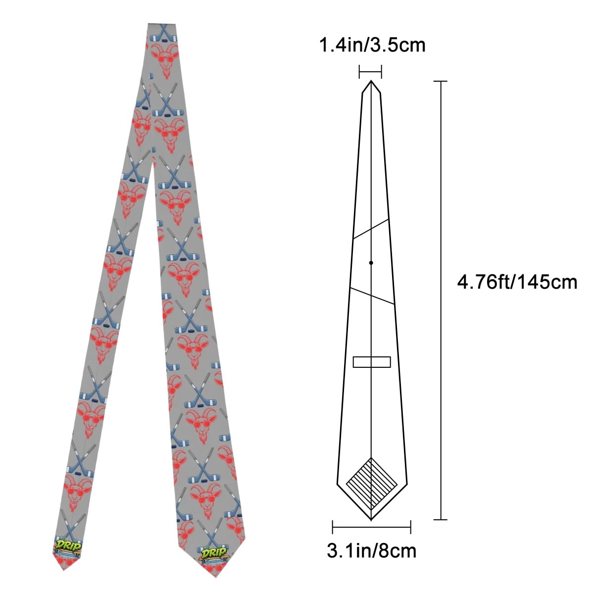 Game Day Tie - Hockey Goated Grey