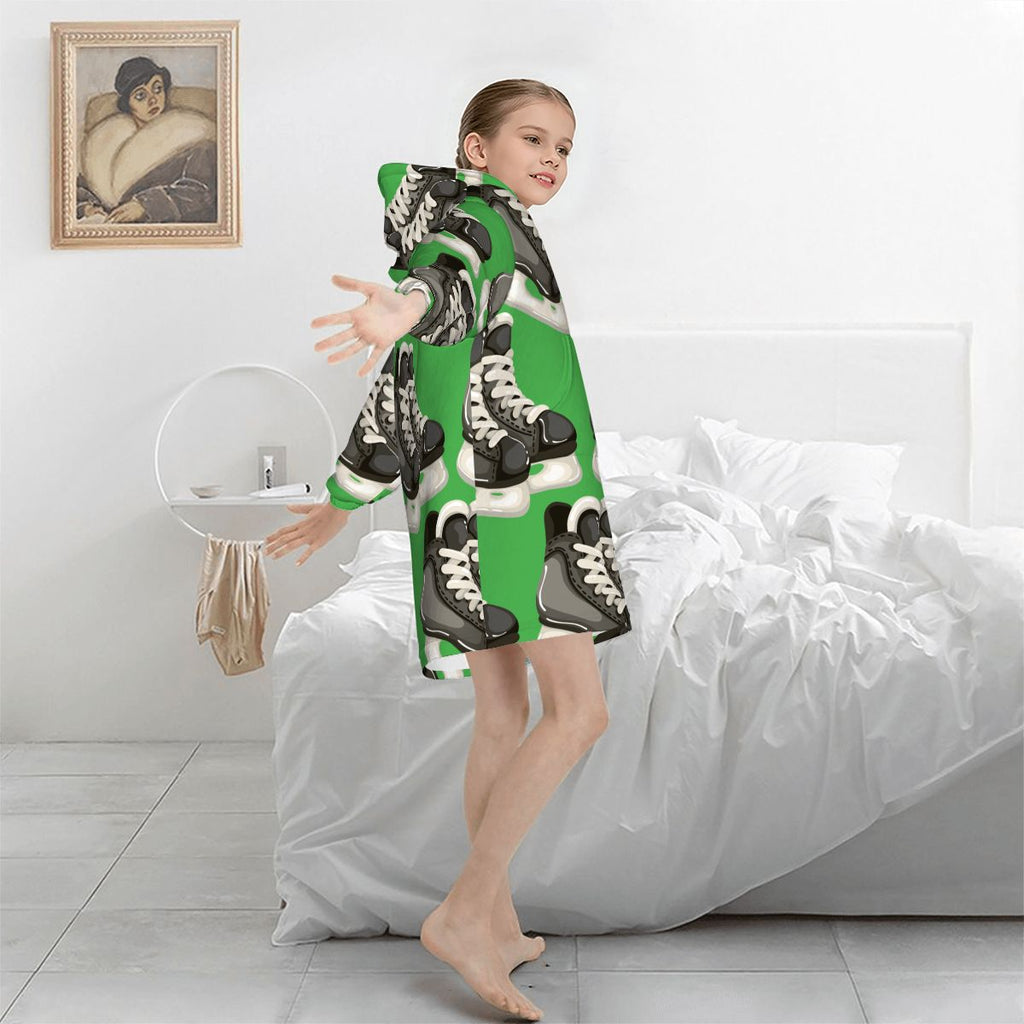 Youth Blanket Sweatshirt - Hockey Skates Classic Green