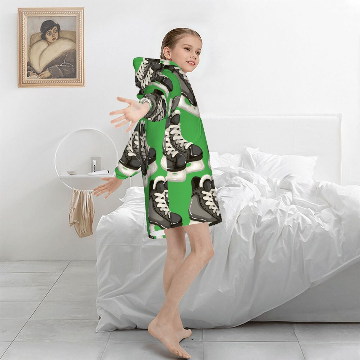 Youth Blanket Sweatshirt - Hockey Skates Classic Green