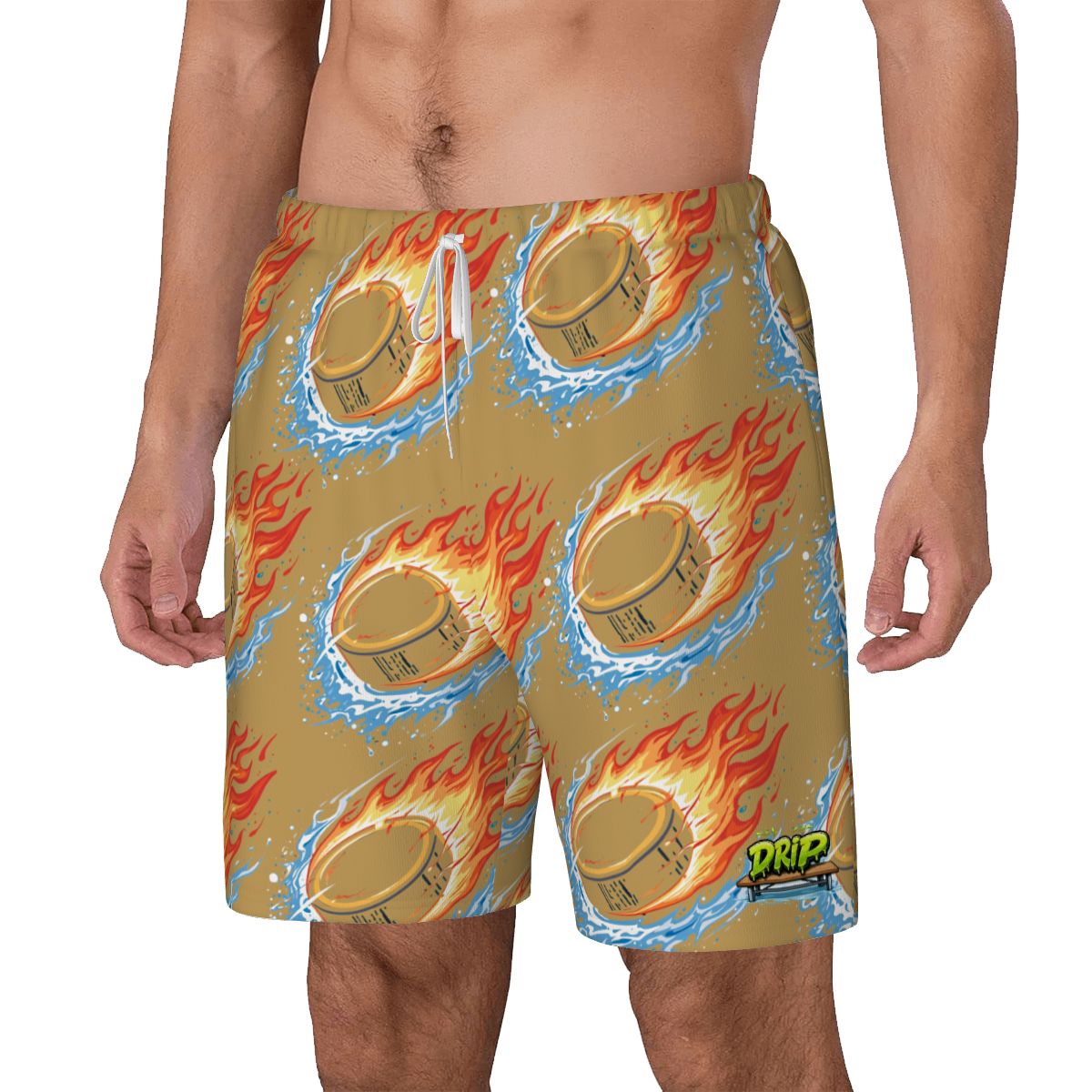W2W Pro Mesh Hybrid Shorts - Flamin Hockey Pucks Beige