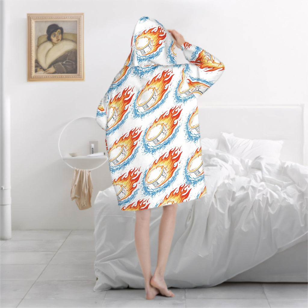 Adult Blanket Sweatshirt - Flamin Hockey Pucks White
