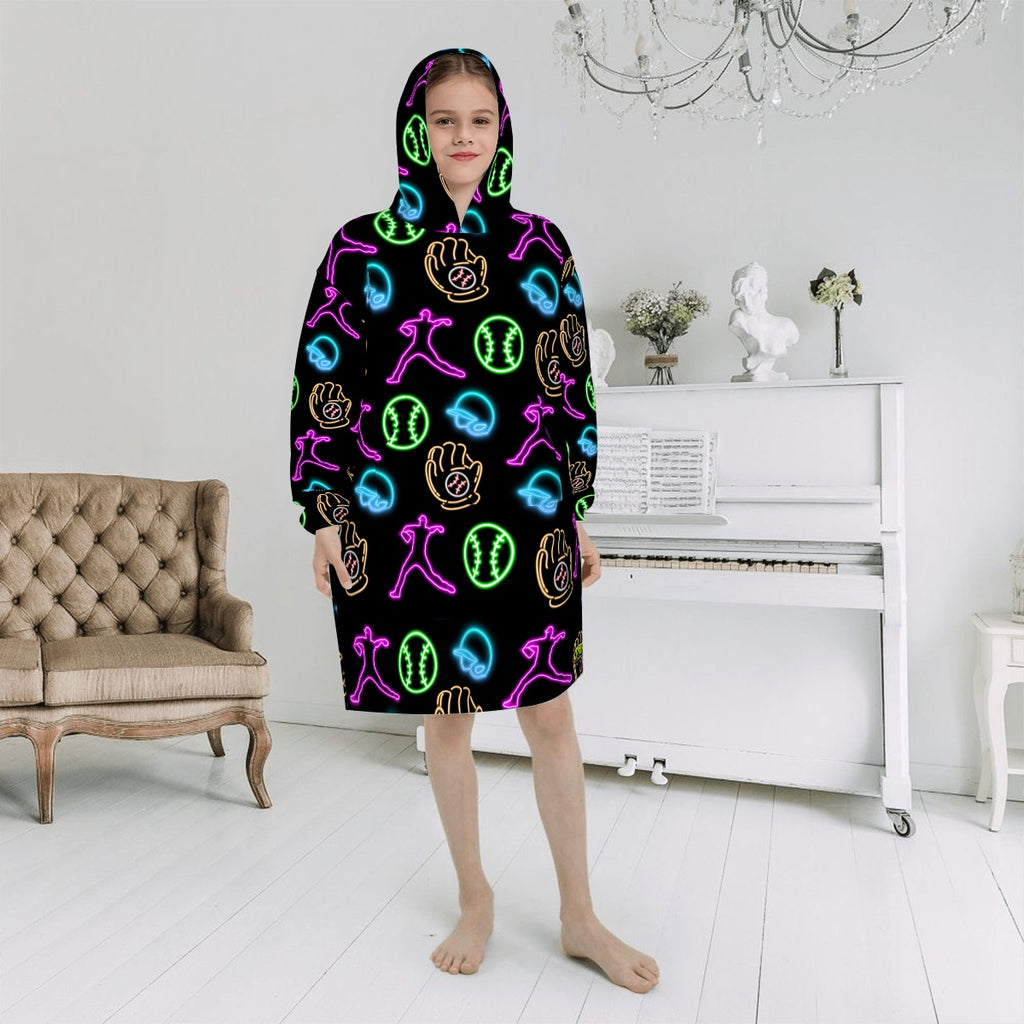 Youth Blanket Sweatshirt - Black Neon Lights