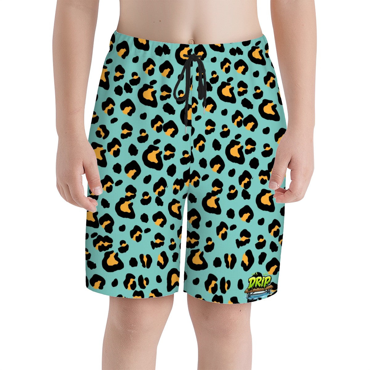 Youth Swim Shorts - Drip Bench Leopard Caribbean