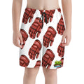 Youth Swim Shorts - Red Hockey Gloves White