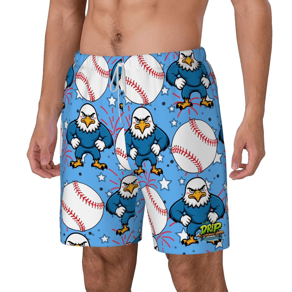 W2W Pro Mesh Hybrid Shorts - Stars and Strikes Sky Blue
