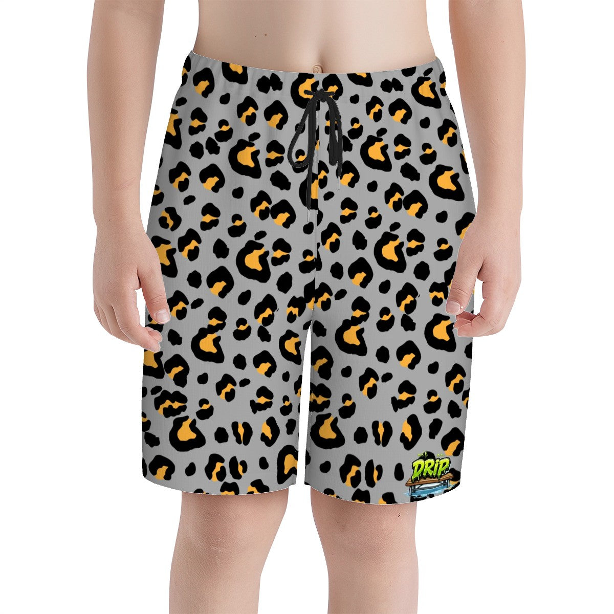 Youth Swim Shorts - Drip Bench Leopard Grey