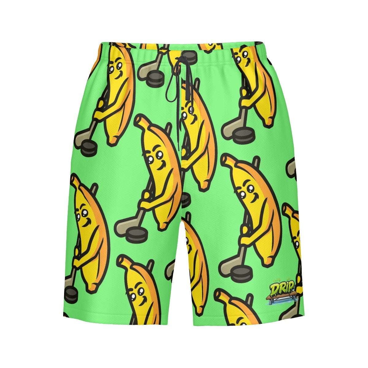 Men/Teen Swim Shorts - Bananas for Hockey Hot Green