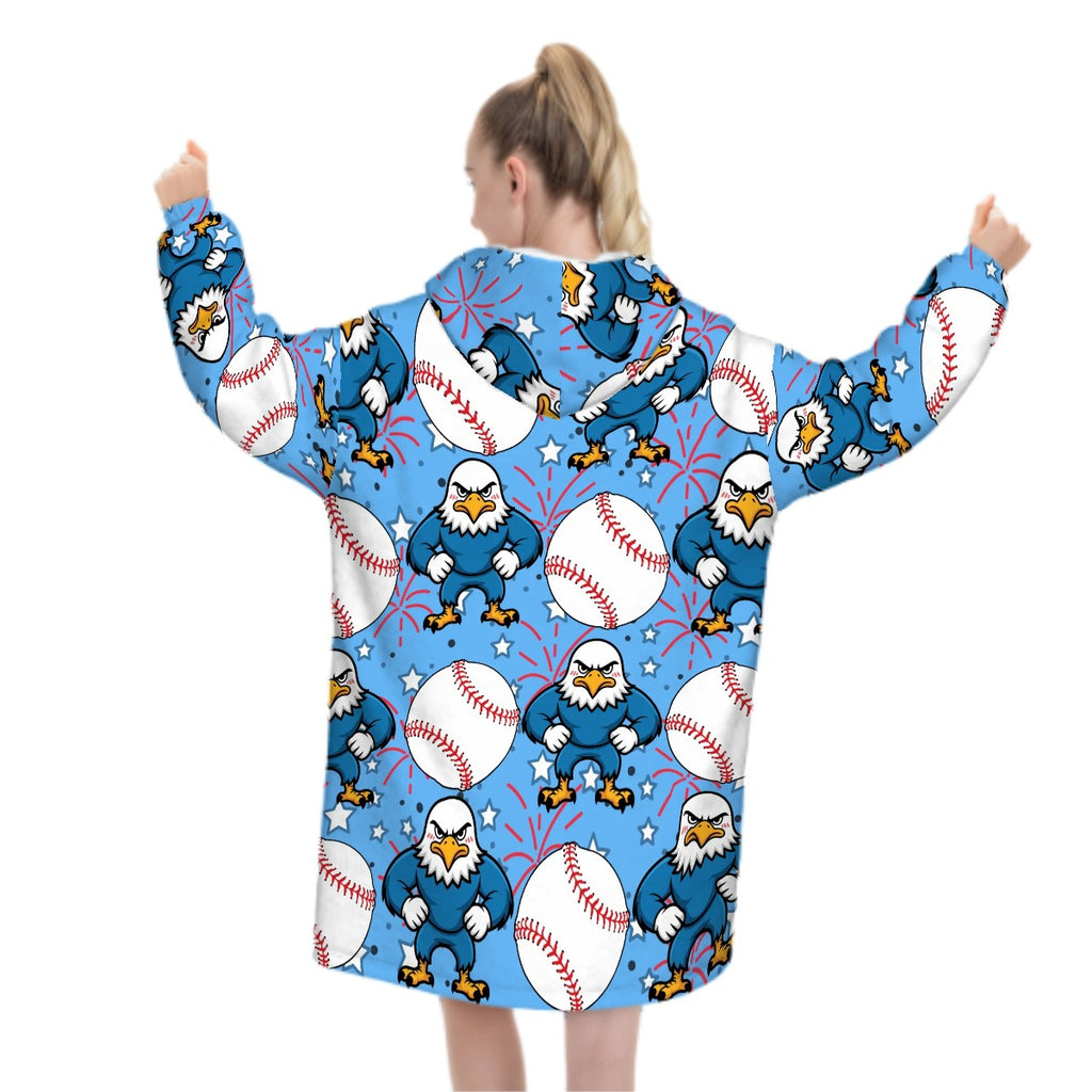 Adult Blanket Sweatshirt - Stars and Strikes Sky Blue