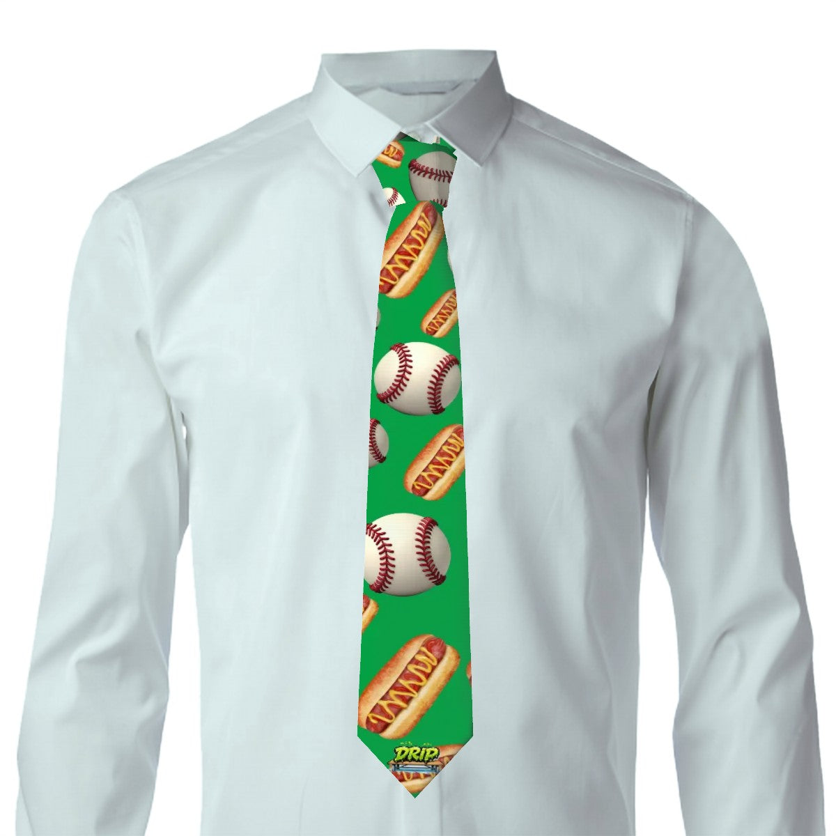 Game Day Tie - Baseballs and Hotdogs Classic Green