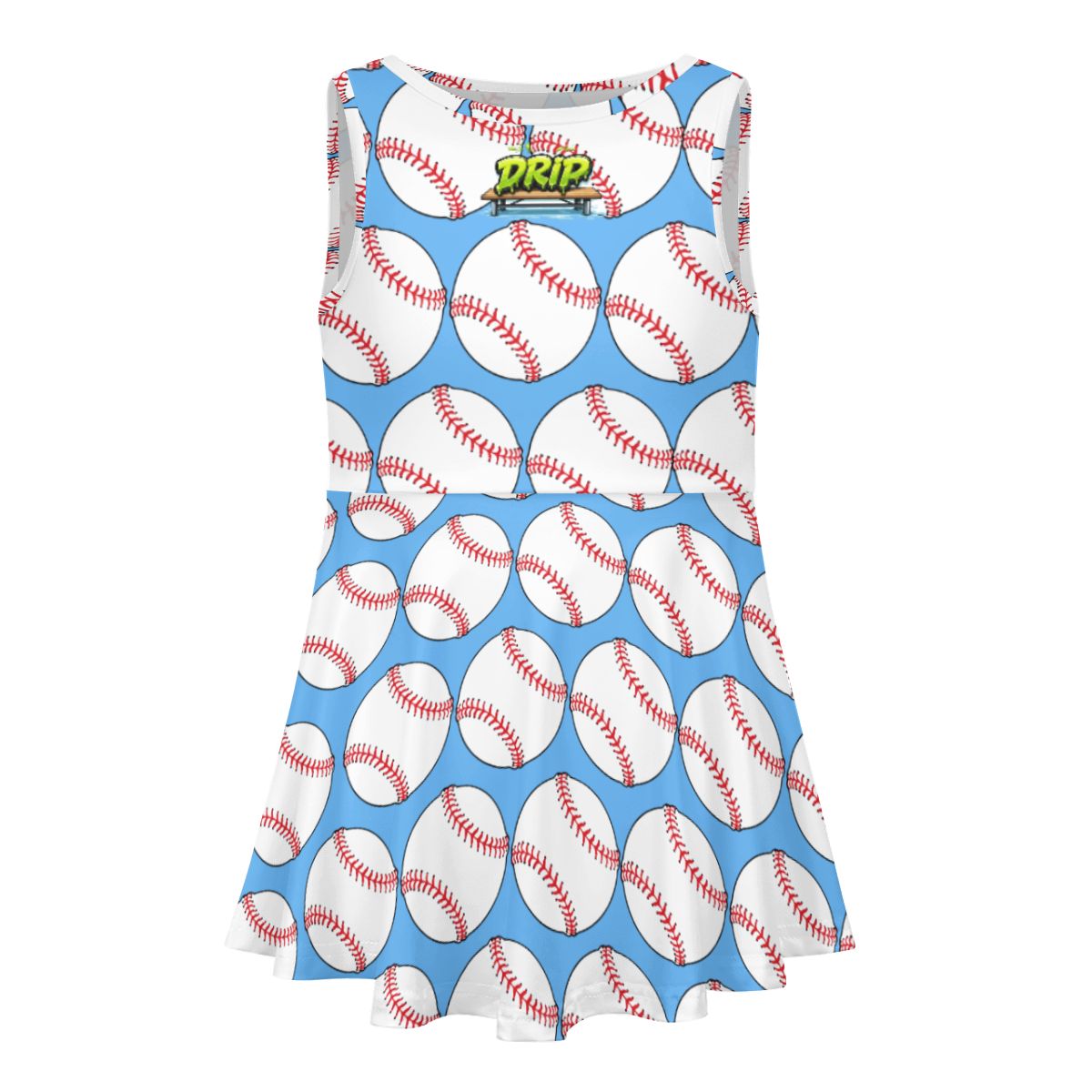 Girls Game Day Dress - Classic Baseball Blue