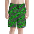 Youth Swim Shorts - Neon Green Baseballs Charcoal