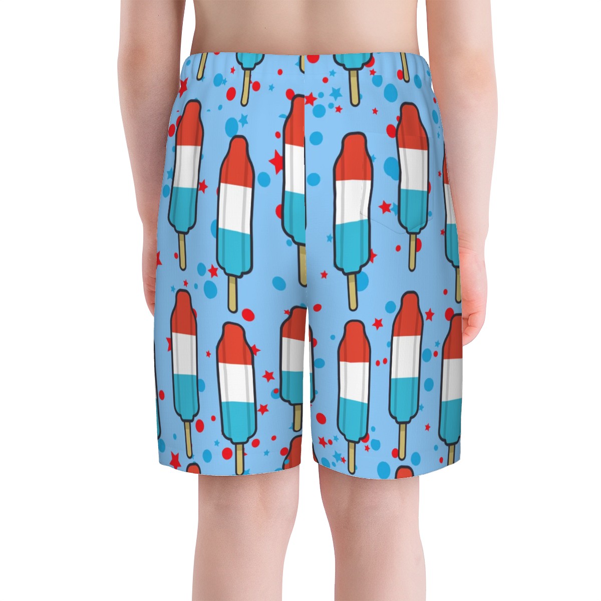Youth Swim Shorts - Red White and Blue Pop Blue