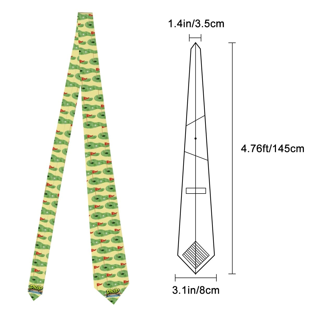 Game Day Tie - Golf Hole and Flag Yellow