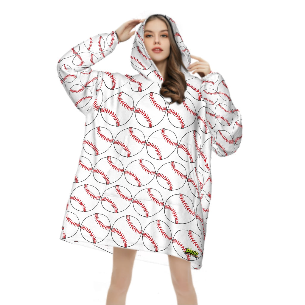 Adult Blanket Sweatshirt - Classic Baseball White
