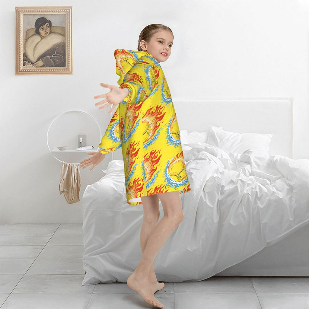 Youth Blanket Sweatshirt - Flamin Hockey Pucks Yellow