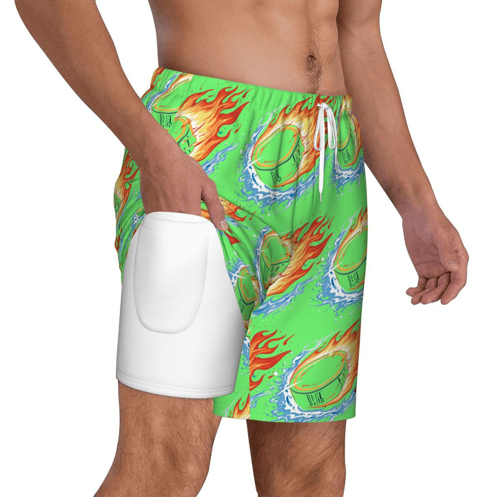 W2W Pro Mesh Hybrid Shorts - Flamin Hockey Pucks Hot Green