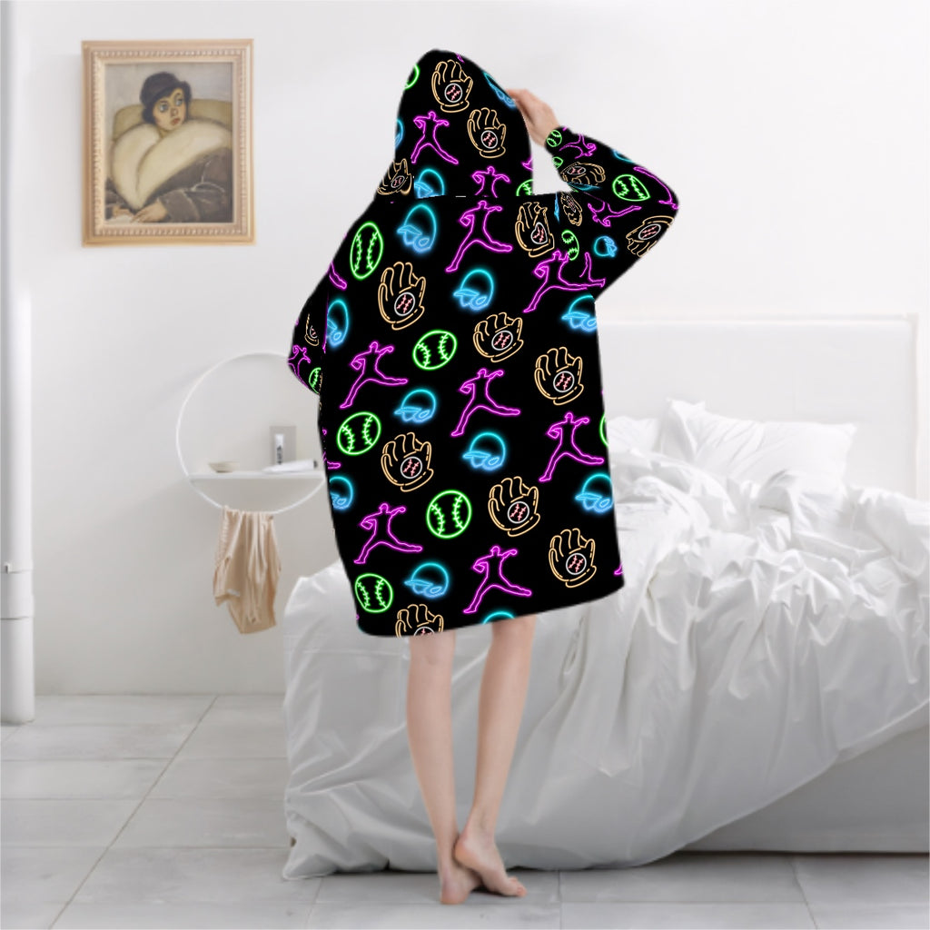 Adult Blanket Sweatshirt - Black Neon Lights