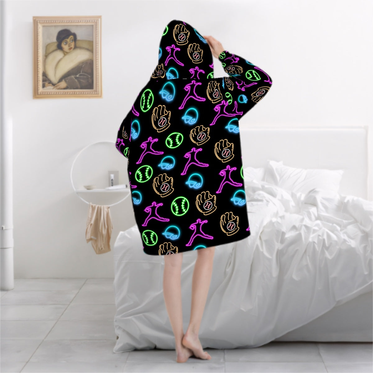 Adult Blanket Sweatshirt - Black Neon Lights