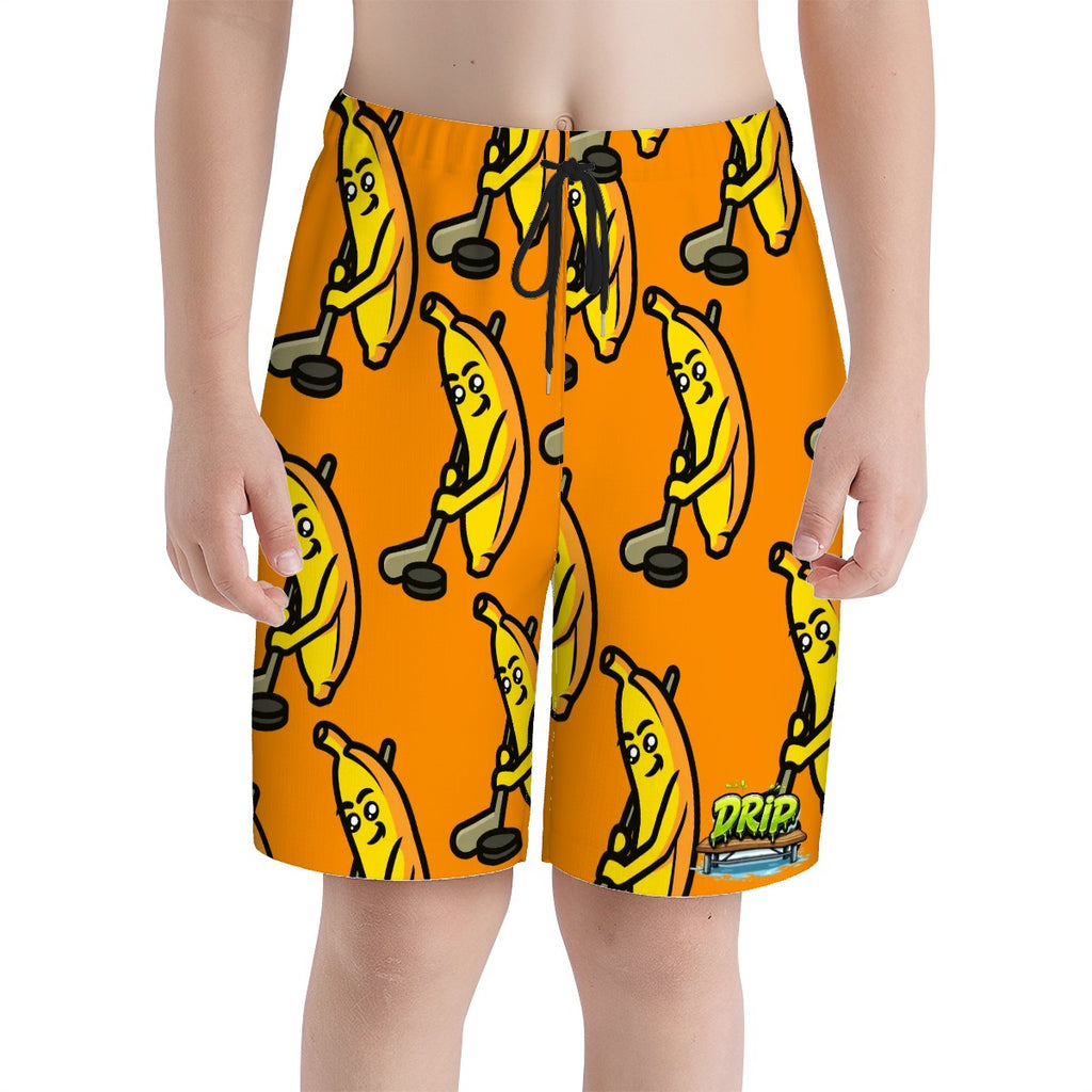 Youth Swim Shorts - Bananas for Hockey Orange