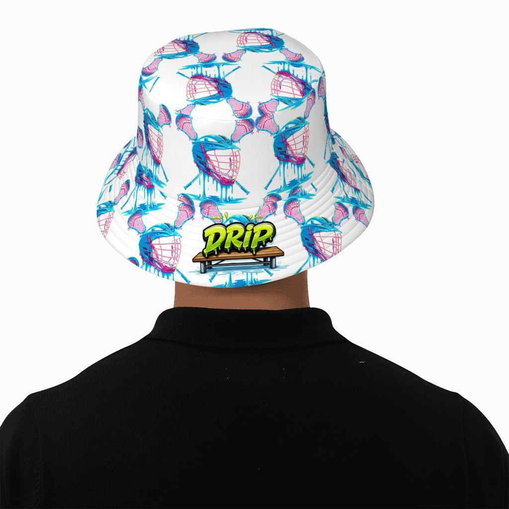 Drip Bucket Hat - Lacrosse Helmet Sticks White