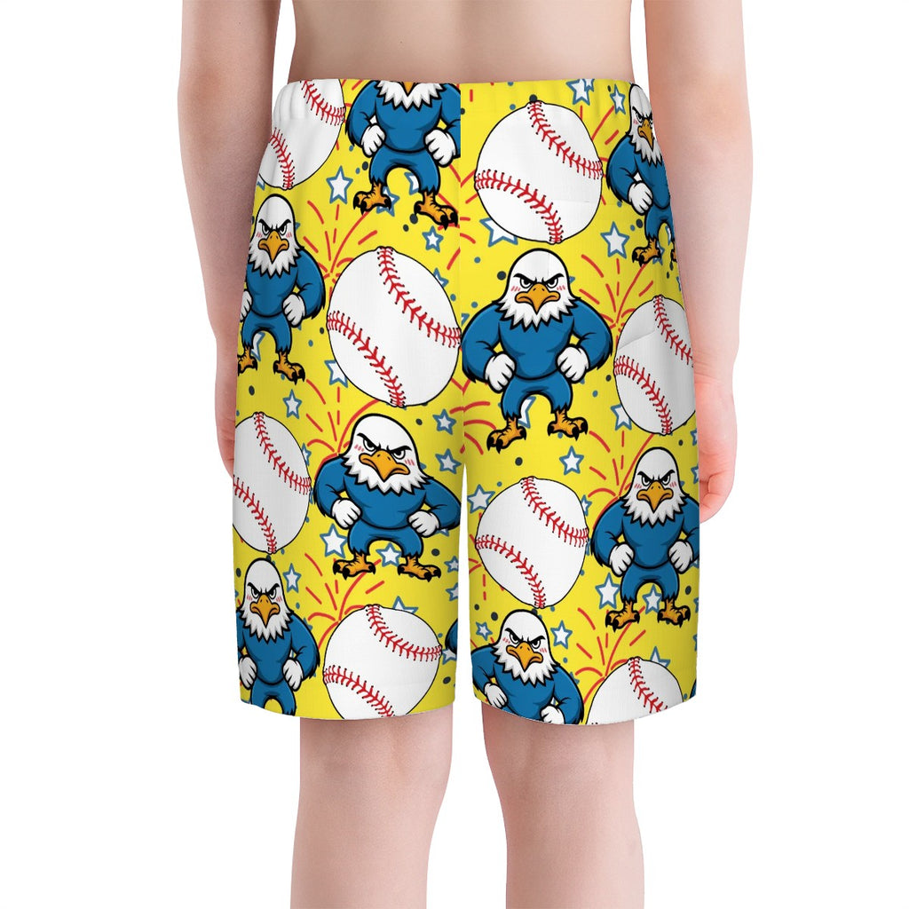 Youth Swim Shorts - Stars and Strikes Yellow