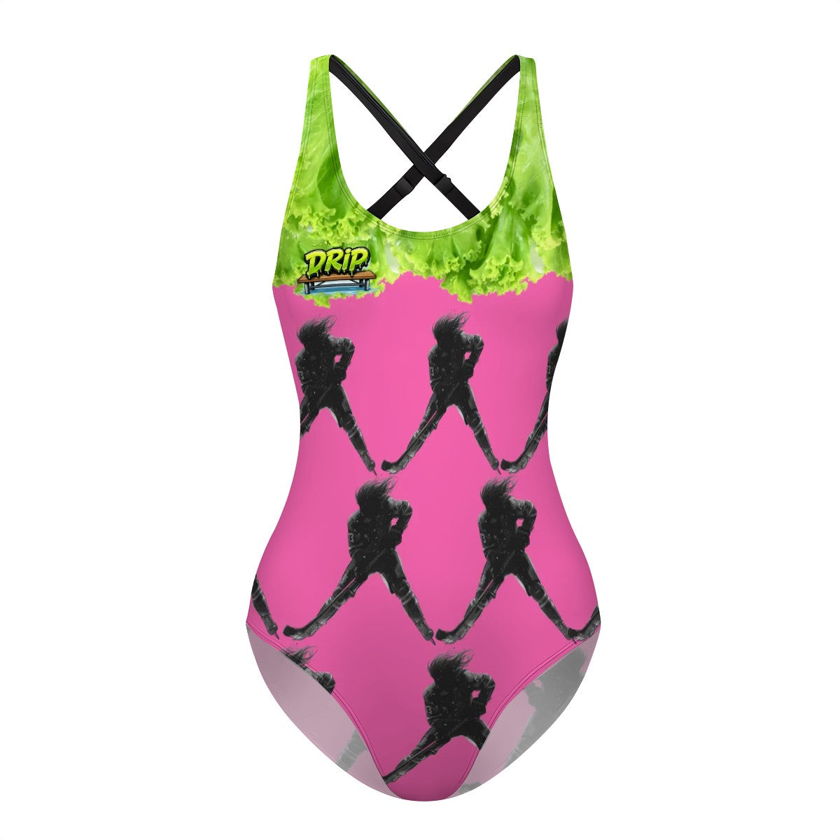 Cross-Back One Piece Swimsuit Women - Lettuce Hockey Hair Flo