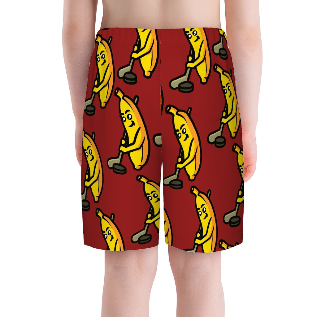 Youth Swim Shorts - Bananas for Hockey Classic Red