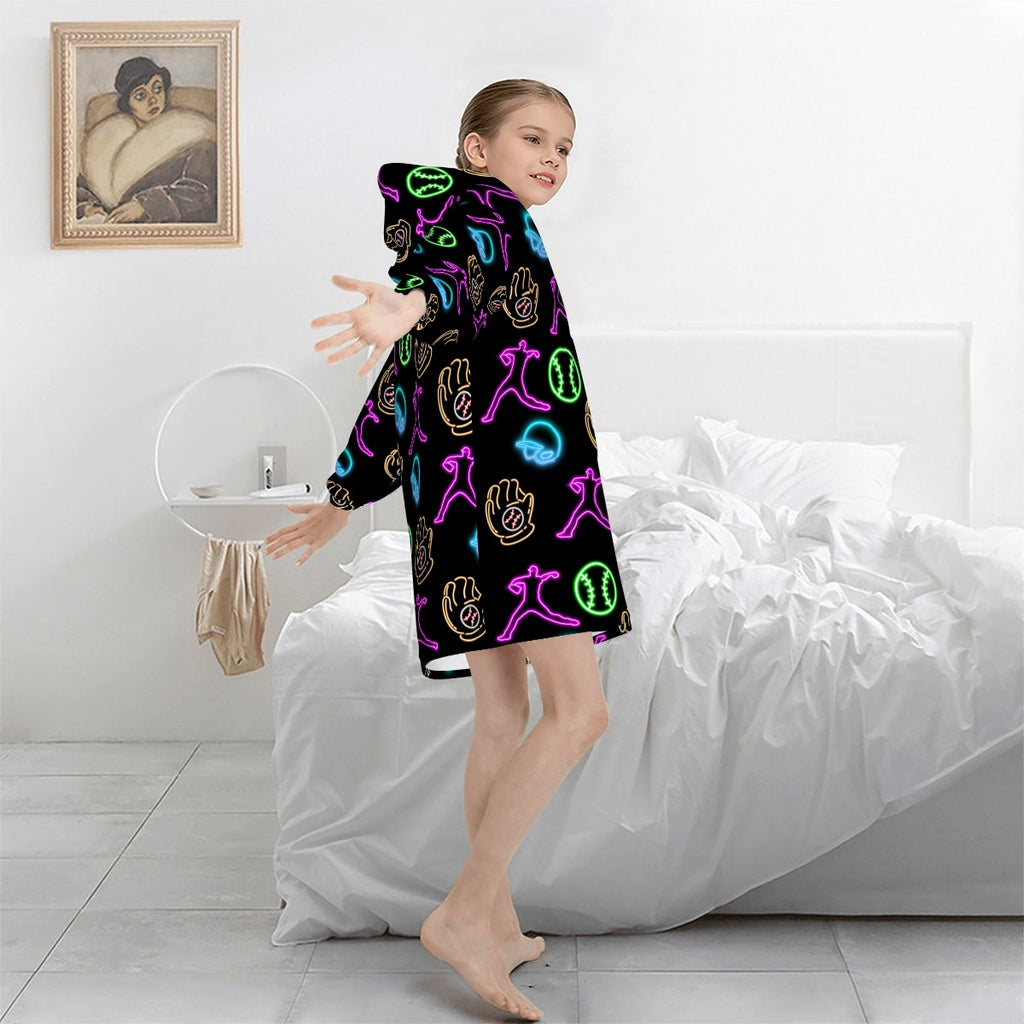 Youth Blanket Sweatshirt - Black Neon Lights