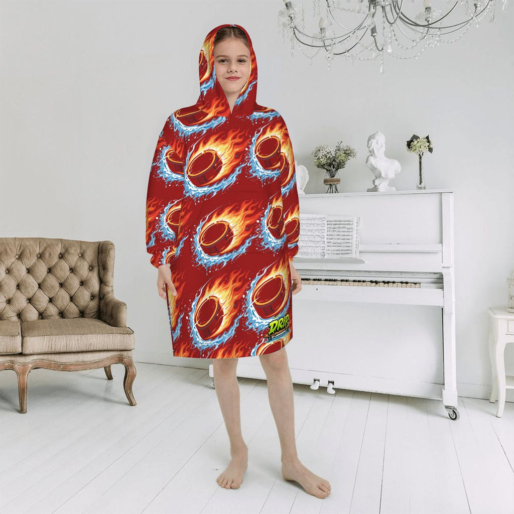 Youth Blanket Sweatshirt - Flamin Hockey Pucks Classic Red
