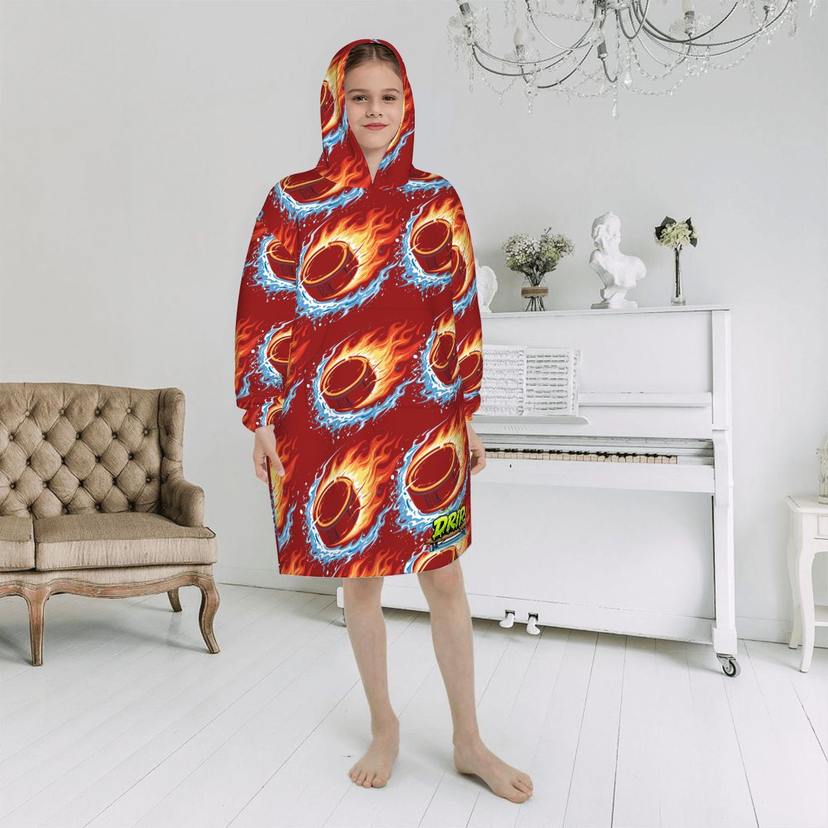 Youth Blanket Sweatshirt - Flamin Hockey Pucks Classic Red