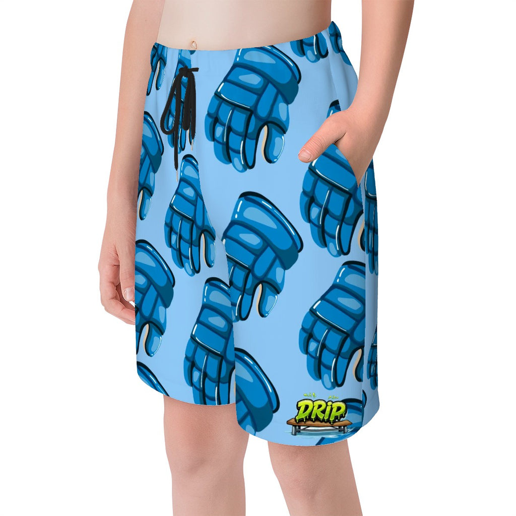 Youth Swim Shorts - Blue Hockey Gloves Ice Blue