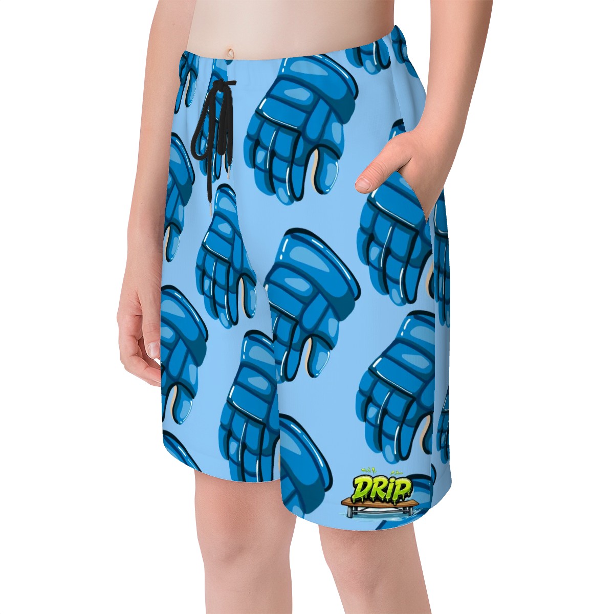 Youth Swim Shorts - Blue Hockey Gloves Ice Blue