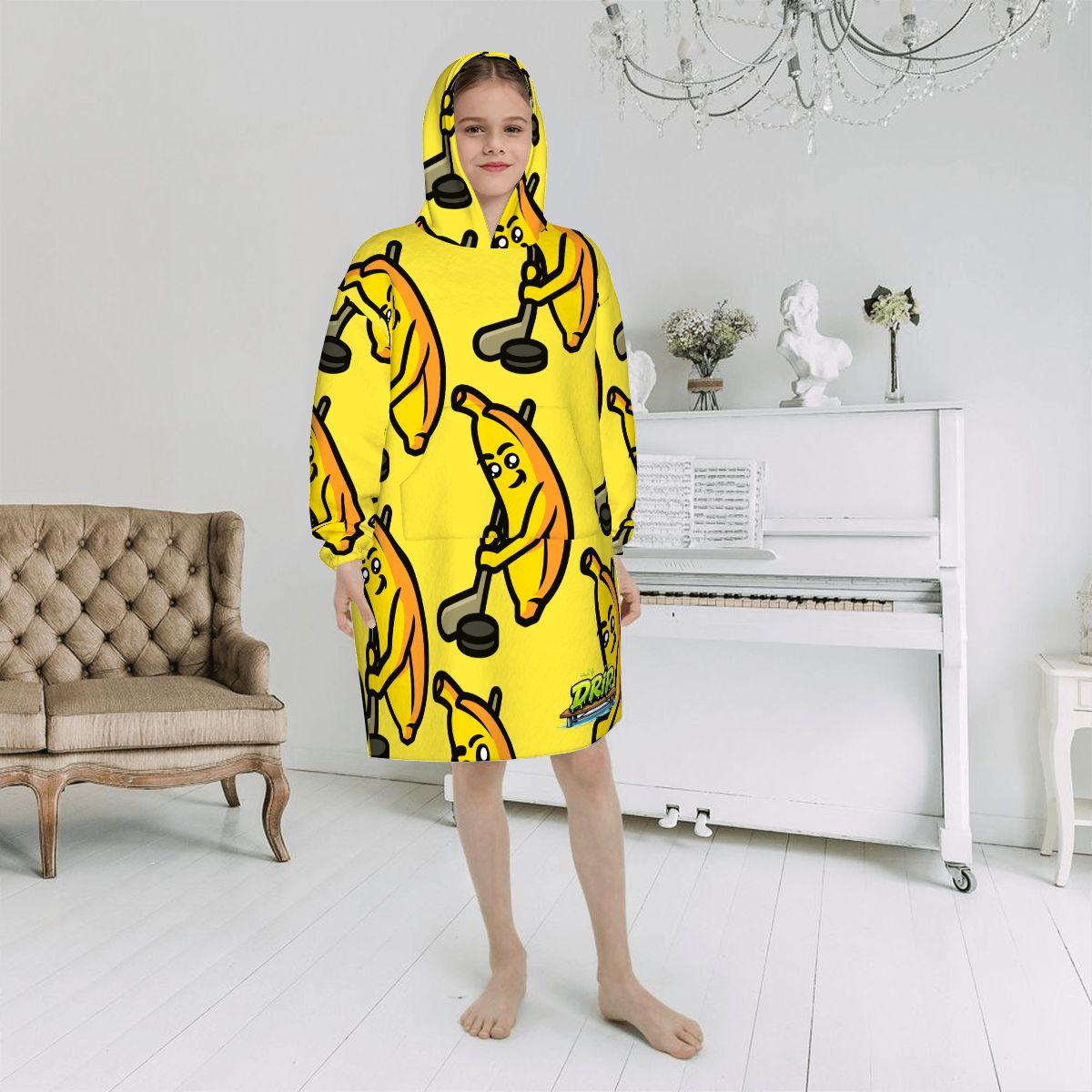 Youth Blanket Sweatshirt - Bananas for Hockey Yellow
