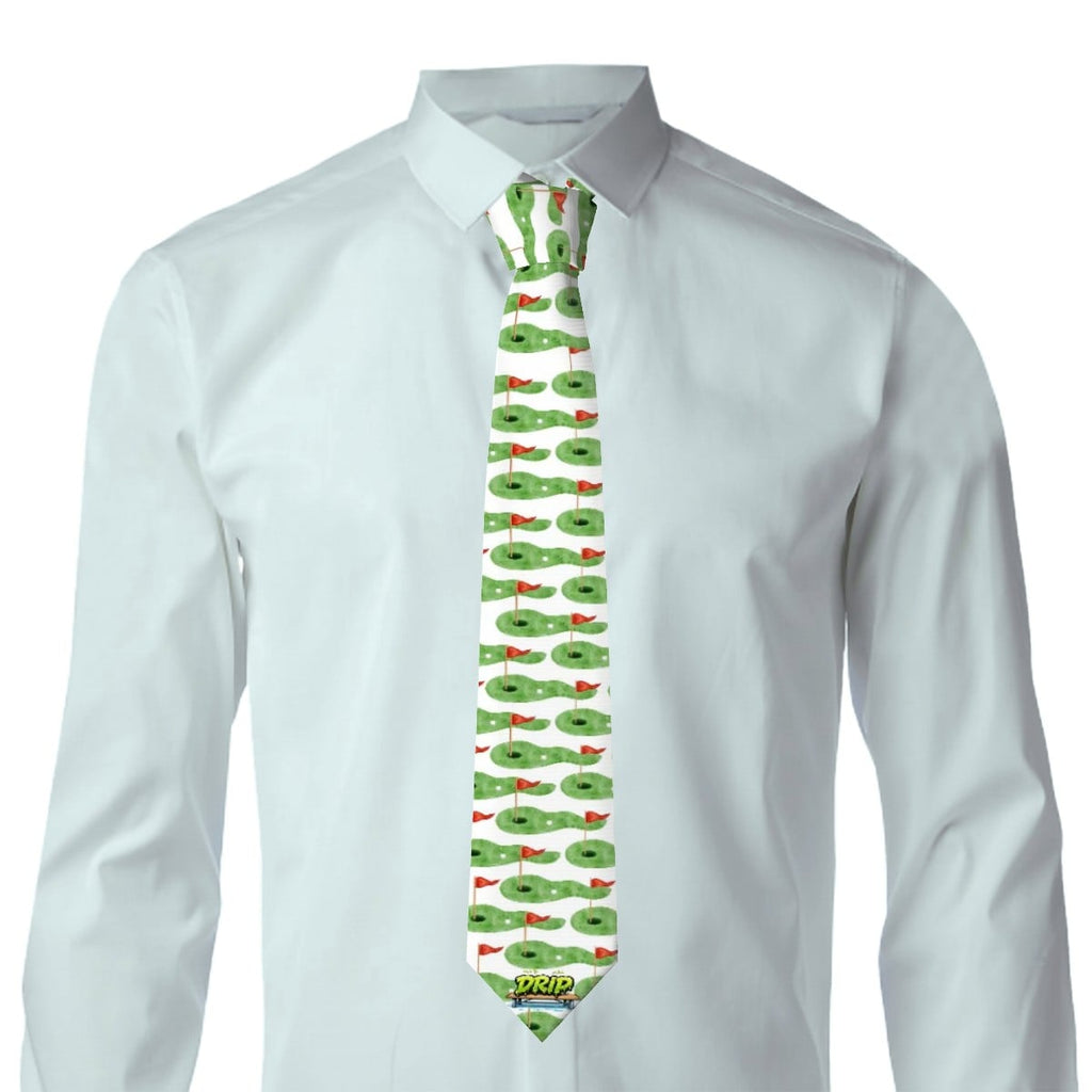 Game Day Tie - Golf Hole and Flag White