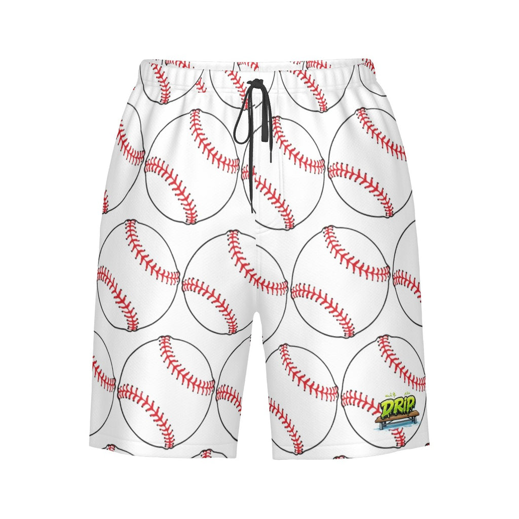 Men/Teen Swim Shorts - Classic Baseball White