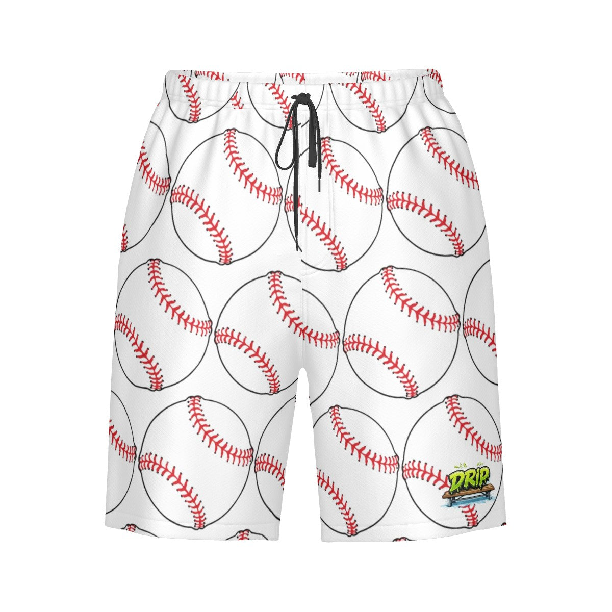 Men/Teen Swim Shorts - Classic Baseball White