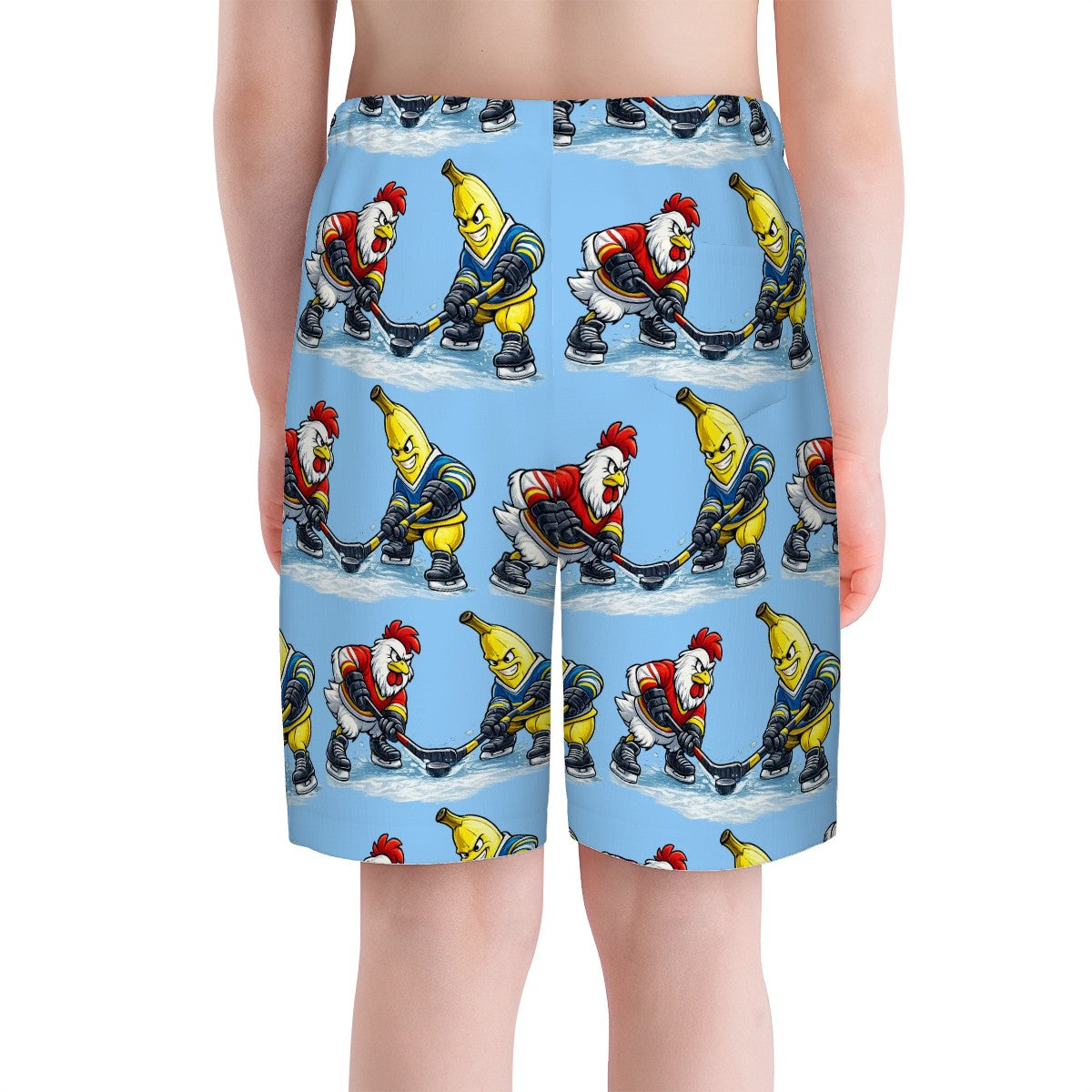 Youth Swim Shorts - Chicken Banana Faceoff Blue