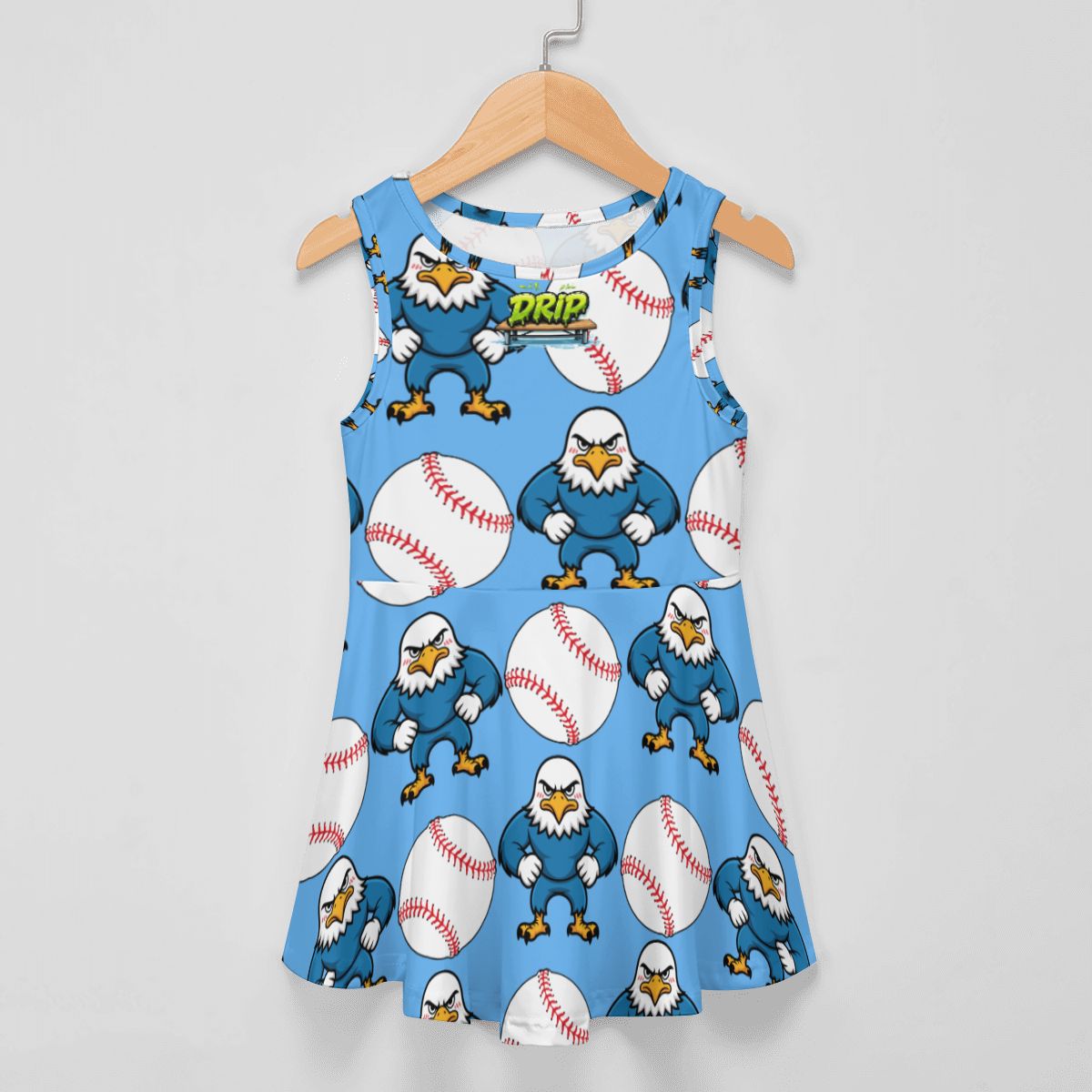 Girls Game Day Dress - Classic Baseball Blue